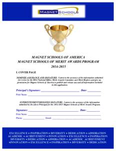    MAGNET SCHOOLS OF AMERICA MAGNET SCHOOLS OF MERIT AWARDS PROGRAM[removed]I. COVER PAGE