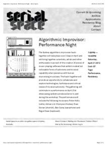 Algorithmic Improvisor: Performance Night · Serial Space[removed]:23 PM Current & Upcoming Archive