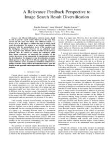A Relevance Feedback Perspective to Image Search Result Diversification Bogdan Boteanu1, Ionut¸ Mironic˘a1 , Bogdan Ionescu1,2 1  LAPI, University ”Politehnica” of Bucharest, 061071, Romania,