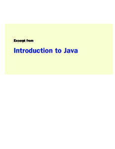 Show Bookmarks  Excerpt from Introduction to Java