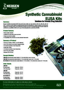 Synthetic Cannabinoid ELISA Kits Solutions for Forensic Drug Detection  Summary