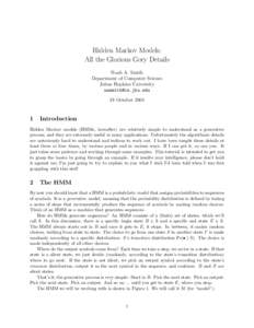 Hidden Markov Models: All the Glorious Gory Details Noah A. Smith Department of Computer Science Johns Hopkins University [removed]