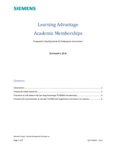 Learning Advantage Academic Memberships (FAQ and Instructions)