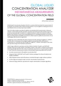 GLOBAL LIQUID CONCENTRATION ANALYZER INSTANTANEOUS MEASUREMENTS OF THE GLOBAL CONCENTRATION FIELD APPLICATION NOTE (A4)