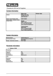 Checklist for EDI link for Suppliers Contact Information Miele data Address  Miele & Cie. KG