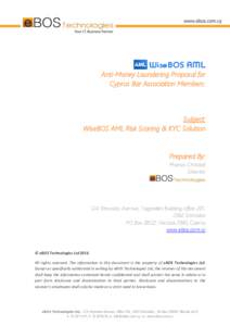 Anti-Money Laundering Proposal for Cyprus Bar Association Members: Subject: WiseBOS AML Risk Scoring & KYC Solution