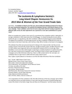 For Immediate Release  Contact: Jennifer Taggart /   The Leukemia & Lymphoma Society’s