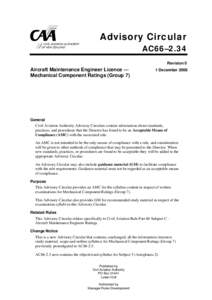 Advisory Circular AC66[removed]Aircraft Maintenance Engineer Licence — Mechanical Component Ratings (Group 7)