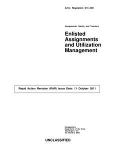 Army Regulation 614–200  Assignments, Details, and Transfers Enlisted Assignments
