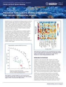 OFFICE OF BIOLOGICAL AND ENVIRONMENTAL RESEARCH  Climate and Earth System Modeling PROGRAM FOR CLIMATE MODEL DIAGNOSIS AND INTERCOMPARISON (PCMDI)