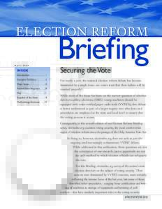 ELECTION REFORM April 2004 INSIDE Introduction . . . . . . . . . . . . . 1 Executive Summary
