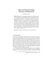 Ethics and Nanotechnology: The Issue of Perfectionism