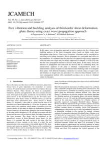 JCAMECH Vol. 49, No. 1, June 2018, ppDOI: jcamechFree vibration and buckling analysis of third-order shear deformation plate theory using exact wave propagation approach