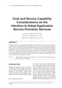 90 Journal of Database Management, 21(3), 90-113, July-SeptemberCost and Service Capability Considerations on the Intention to Adopt Application Service Provision Services