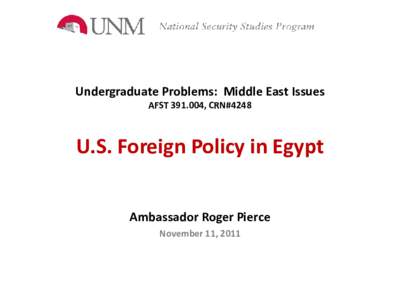 U.S. Foreign Policy in Egypt
