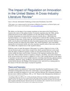 The Impact of Regulation on Innovation in the United States: A Cross-Industry Literature Review