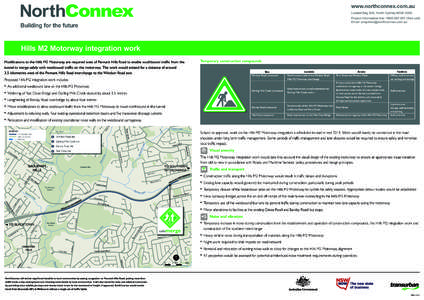 www.northconnex.com.au  Building for the future Hills M2 Motorway integration work Temporary construction compounds