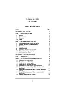 Evidence Act 2008 No. 47 of 2008 TABLE OF PROVISIONS Section