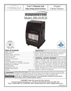 Propane Cabinet Heaters User’s Manual and Operating Instructions ®