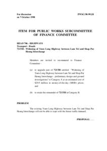 For discussion on 7 October 1998 PWSC[removed]ITEM FOR PUBLIC WORKS SUBCOMMITTEE