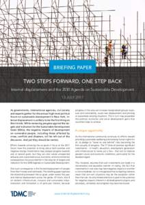 Briefing paper  Two steps forward, one step back Internal displacement and the 2030 Agenda on Sustainable Development 13 July 2017