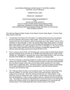 CALIFORNIA REGIONAL WATER QUALITY CONTROL BOARD CENTRAL VALLEY REGION ORDER R5[removed]NPDES NO. CAS0084077 WASTE DISCHARGE REQUIREMENTS FOR