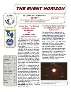 THE EVENT HORIZON ST. LOUIS ASTRONOMICAL SOCIETY Devoted to the Interest and Advancement of the Science of Astronomy