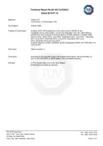 Technical Report No01 DatedApplicant: Arduino Srl Via Romano, 12 Scarmagno (TO)