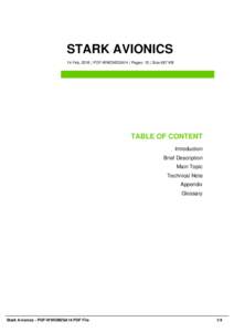 STARK AVIONICS 14 Feb, 2016 | PDF-WWOM2SA14 | Pages: 15 | Size 667 KB TABLE OF CONTENT Introduction Brief Description