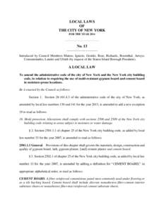 LOCAL LAWS OF THE CITY OF NEW YORK FOR THE YEAR 2014 ____________________________