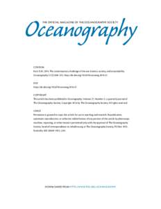 Oceanography THE OFFICIAL MAGAZINE OF THE OCEANOGRAPHY SOCIETY CITATION Karl, D.M[removed]The contemporary challenge of the sea: Science, society, and sustainability. Oceanography 27(2):208–225, http://dx.doi.org[removed]