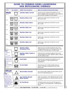 GUIDE TO COMMON HOME LAU N DERING AND DRYCLEAN ING SYMBOLS DOS/WIN Code Ref#  Written Care Instructions