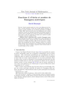 New York Journal of Mathematics New York J. Math–233. Fonctions L d’Artin et nombre de Tamagawa motiviques David Bourqui