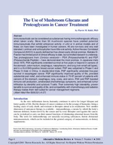 The Use of Mushroom Glucans and Proteoglycans in Cancer Treatment