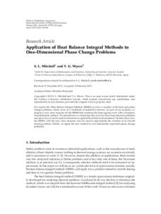 Application of Heat Balance Integral Methods to  One-Dimensional Phase Change Problems