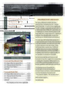In This Issue  Crossroads Club Hill Family Estate Wine Club Selections Message from the Proprietor About Kokkari Restaurant