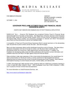 FOR IMMEDIATE RELEASE OCTOBER 11, 2004 CONTACT: MICHELLE MOWERY JOHNSON[removed]OR