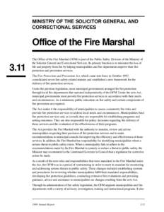 MINISTRY OF THE SOLICITOR GENERAL AND CORRECTIONAL SERVICES Office of the Fire Marshal  3.11