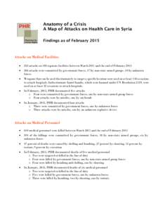 Through evidence, change is possible. Anatomy of a Crisis A Map of Attacks on Health Care in Syria Findings as of December 2017 Attacks on Medical Facilities