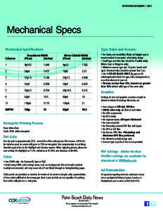 EFFECTIVE OCTOBER 1, 2011  Mechanical Specs Mechanical Speci�cations  Type, Rules and Screens:
