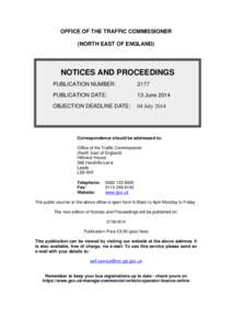 Notices and proceedings: north east of england: 13 June 2014