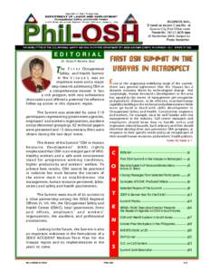 EDITORIAL  FIRST OSH SUMMIT IN THE VISAYAS IN RETROSPECT  Dr. Dulce P. Estrella-Gust