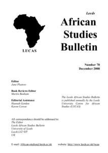 Leeds  African Studies Bulletin Number 70