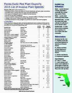 Florida Exotic Pest Plant Council’s 2015 List of Invasive Plant Species FLEPPC List Definitions: