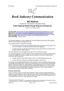 BIC Realtime  Shipping Details Change Request and Response Book Industry Communication BIC Realtime