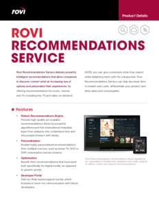 Rovi Recommendations Service Product Details