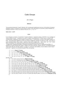 Cubic Groups M. A. Popov Abstract Post-nonclassical intuitionistic “natural” arithmetic with its fundamental simplifications in the case of the problem of asymptotic distribution of primes is considered. It is showed