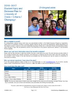 2016–2017 Student Injury and Sickness Plan for University of Illinois – Urbana / Champaign