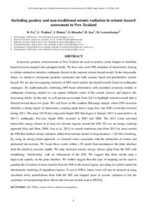 2014 Taiwan-Japan-New Zealand Seismic Hazard Assessment Meeting, NCREE, Taipei, Taiwan, 19-20 May, 2014  Including geodesy and non-traditional seismic radiation in seismic hazard assessment in New Zealand B. Fry1, L. Wal