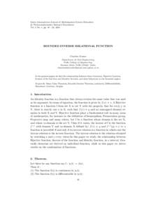 Sutra: International Journal of Mathematical Science Education c Technomathematics Research Foundation  Vol. 3 No. 1, pp, 2010  BOUNDED INVERSE RELATIONAL FUNCTION